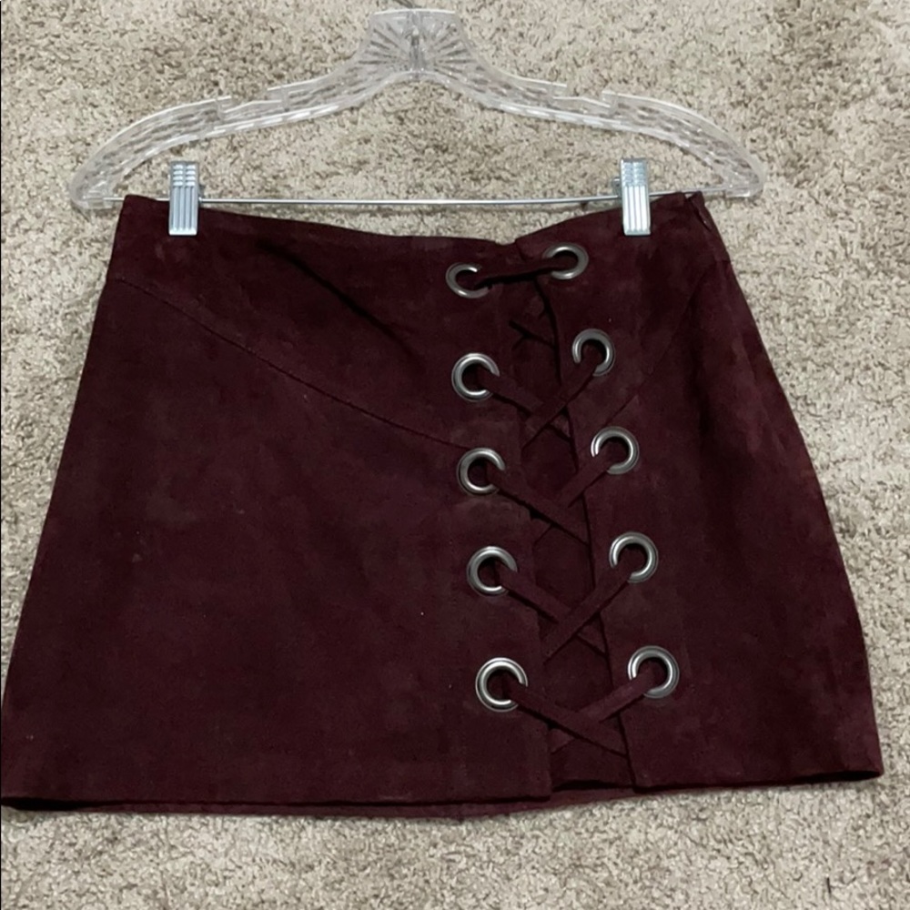 burgundy skirt